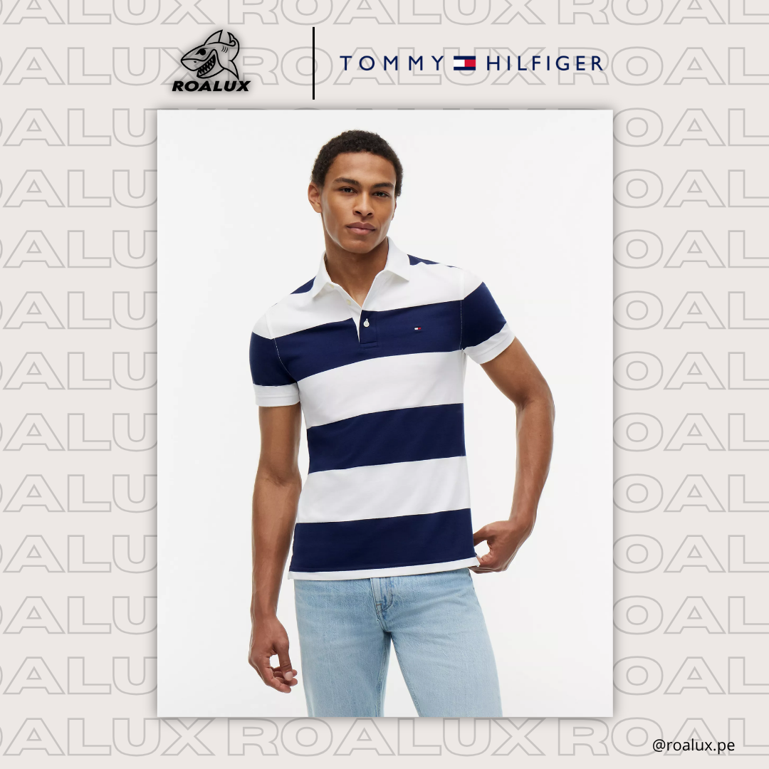 Slim Fit Rugby-Stripe Polo para Hombre