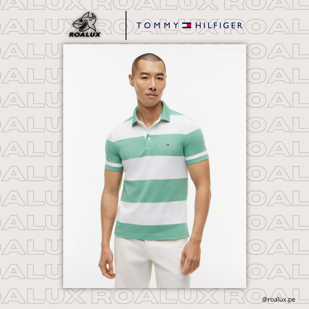 Slim Fit Rugby-Stripe Polo para Hombre