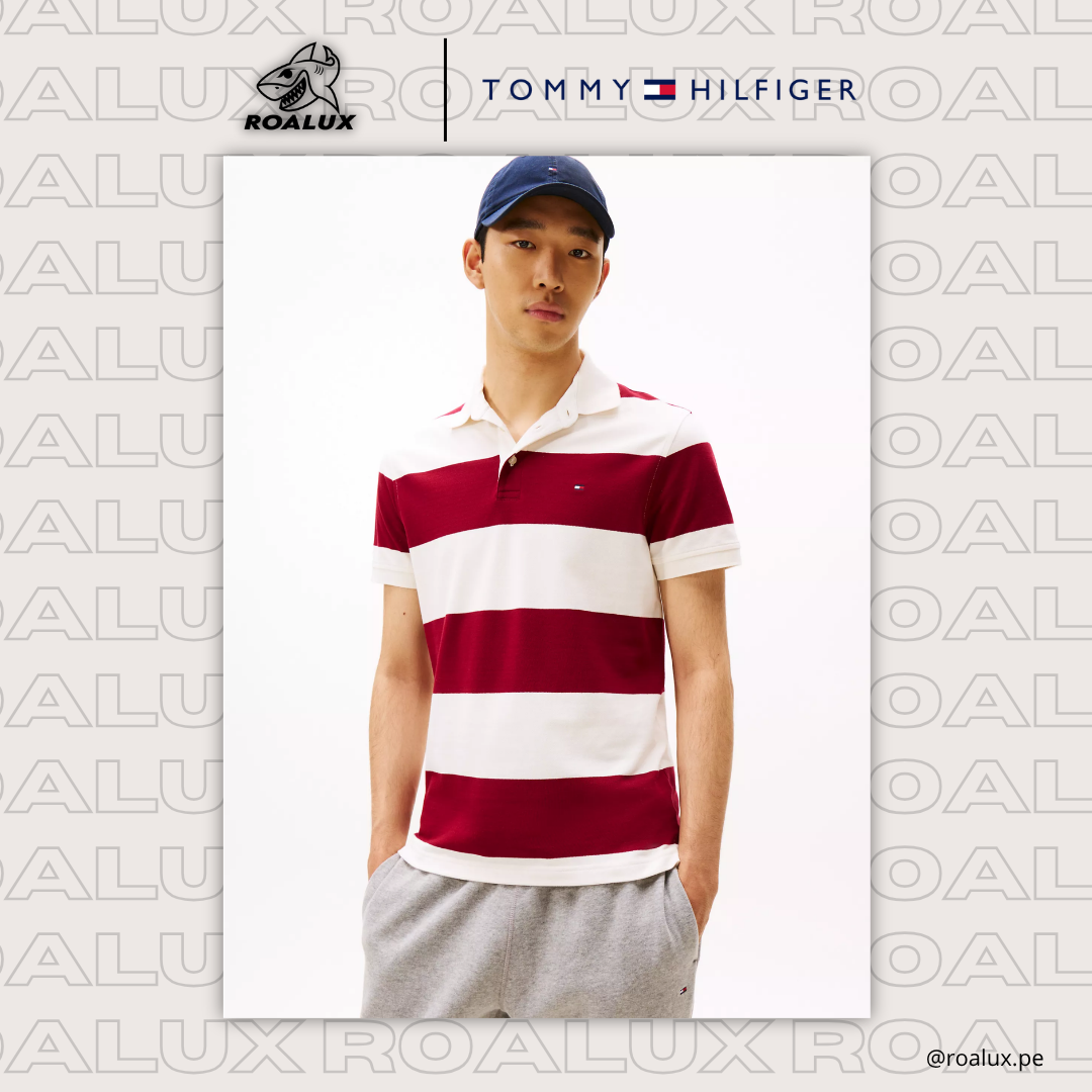 Slim Fit Rugby-Stripe Polo para Hombre